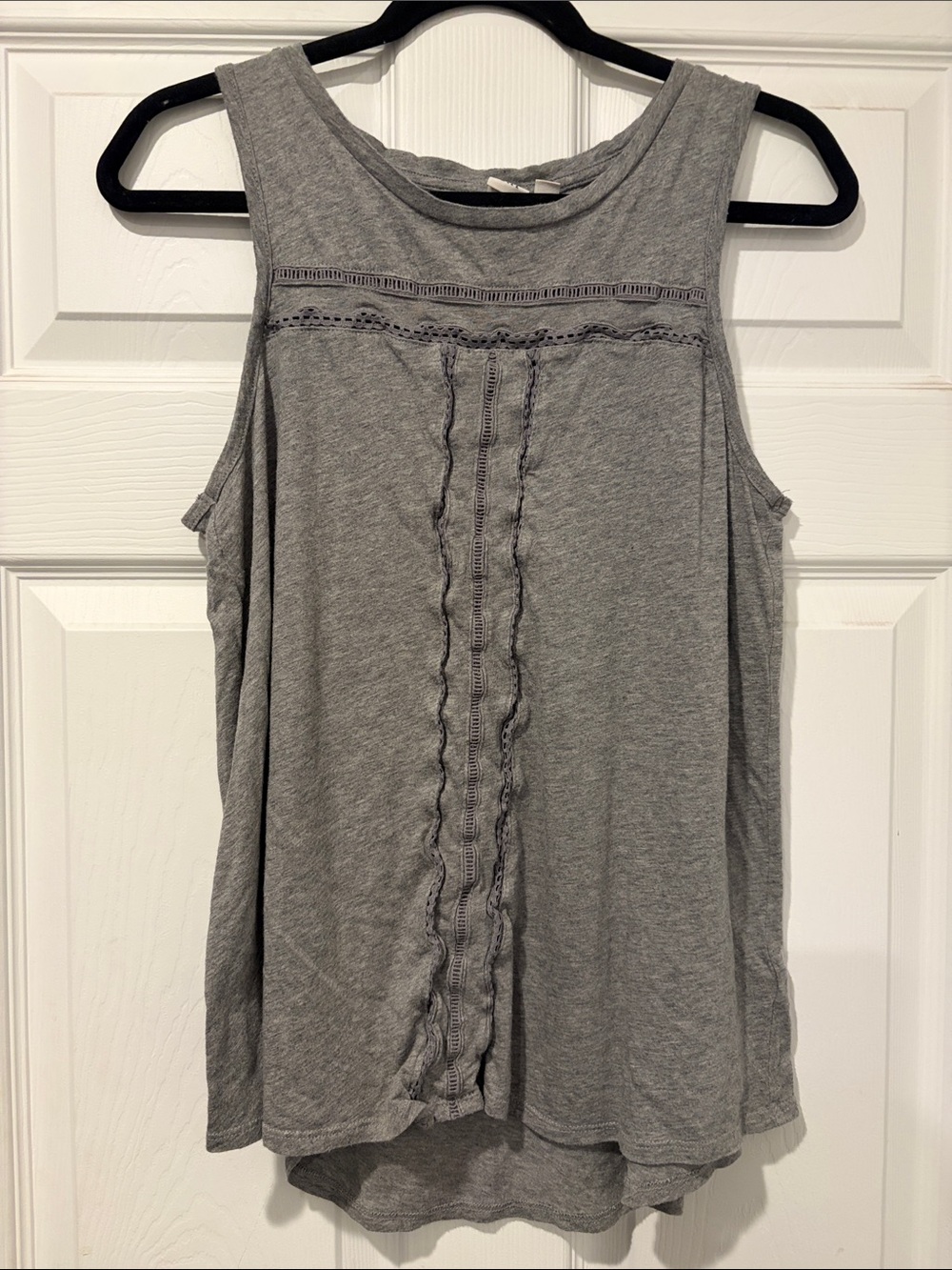 GAP Gray Sleeveless Tank with Front Ruffle Trim